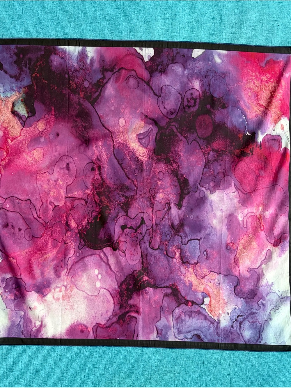 Bandana head scarf 26” abstract watercolor cotton